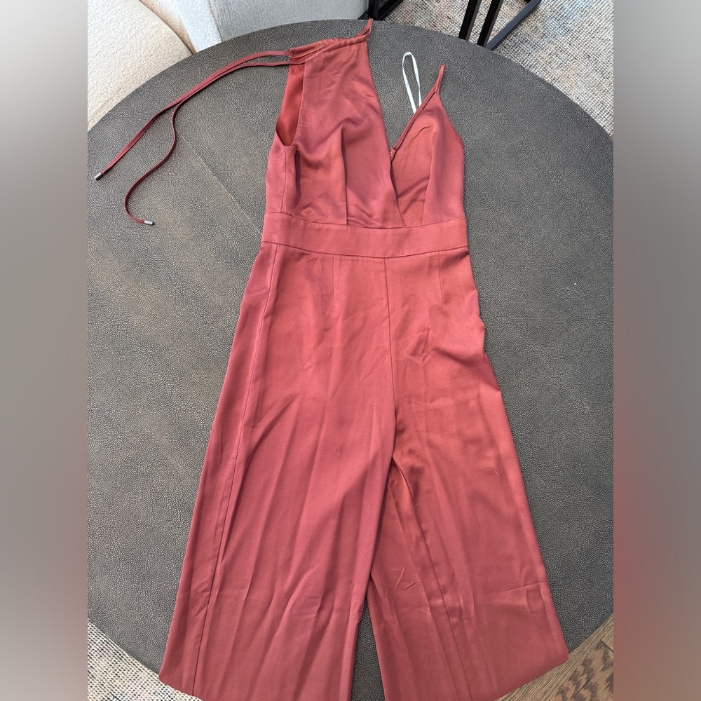 Lulus rose gold jumpsuit, one shoulder, size small